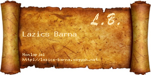 Lazics Barna névjegykártya