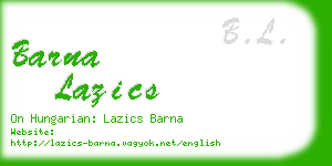 barna lazics business card